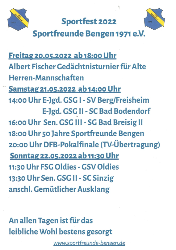 Die Sportfreunde Bengen laden zum Sportfest 2022 ein